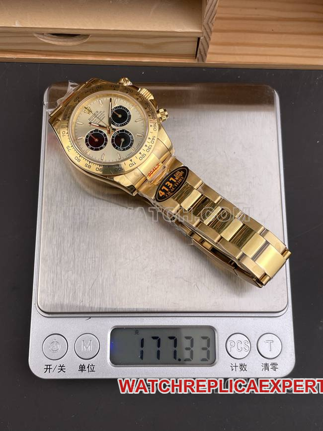 collectible watch QF factory DaytonaRolex gold plate yellow gold4131 mechanical weight live photos