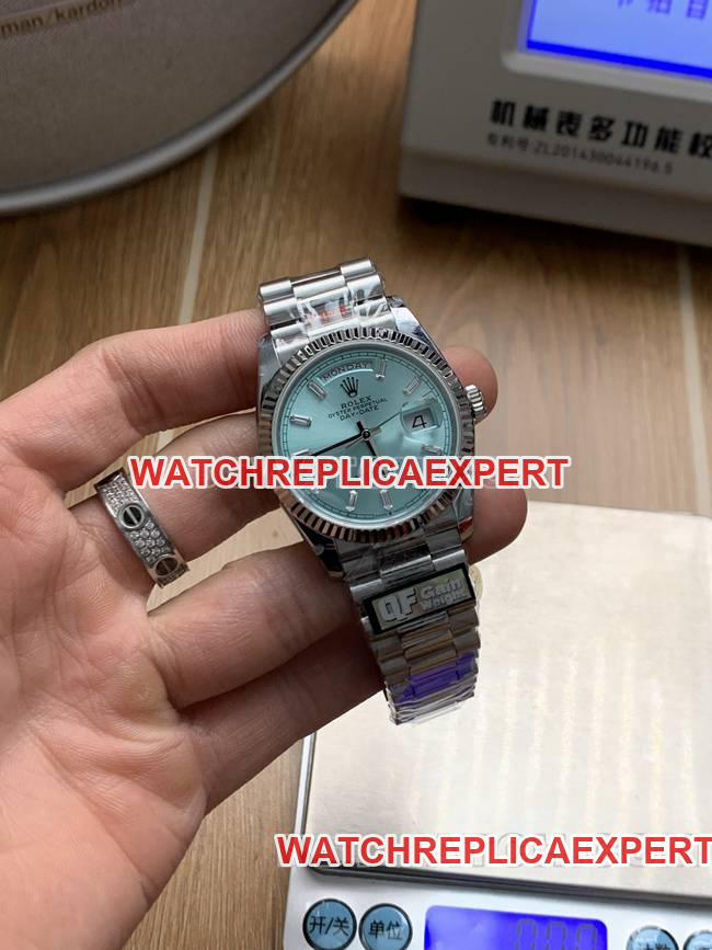 watch QF factory Day-DateRolex ice blue dial2836 mechanical 36mmfront live photo