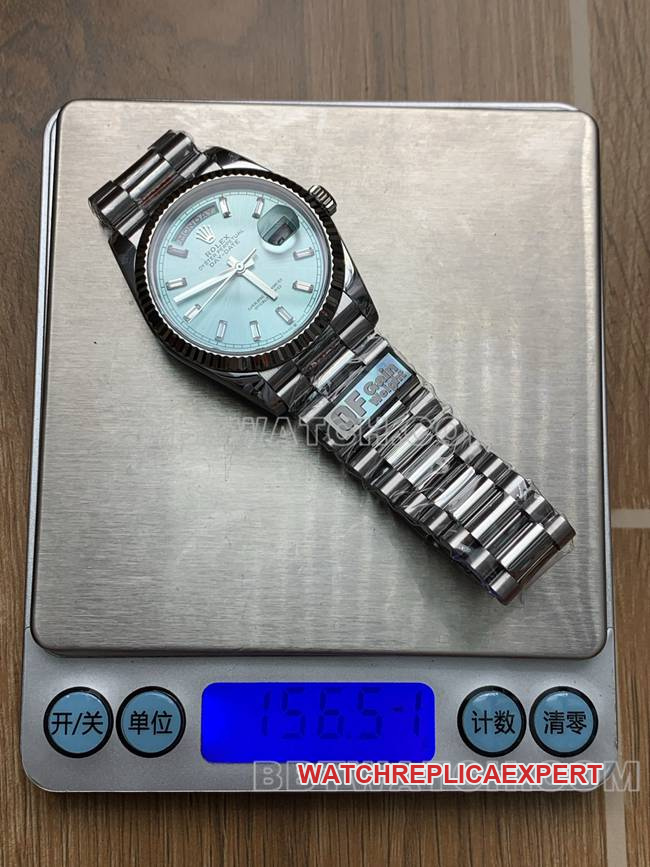 watch QF factory Day-DateRolex ice blue dial2836 mechanical 36mm weight live photos