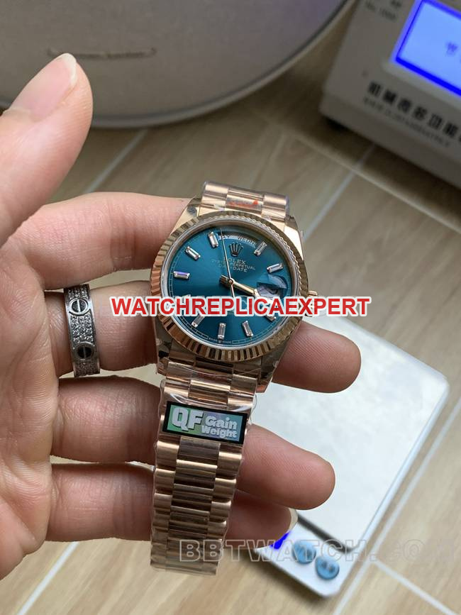 collectible watch QF factory Day-DateRolex ice blue dialrose gold2836 mechanical 36mmfront live photo