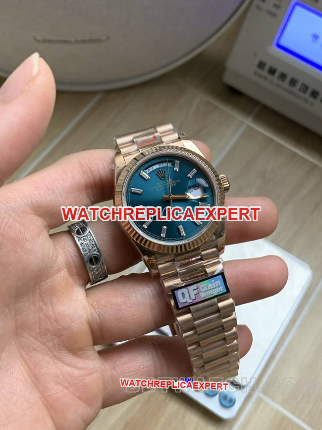 collectible watch QF factory Day-DateRolex ice blue dialrose gold2836 mechanical 36mmfront live photo