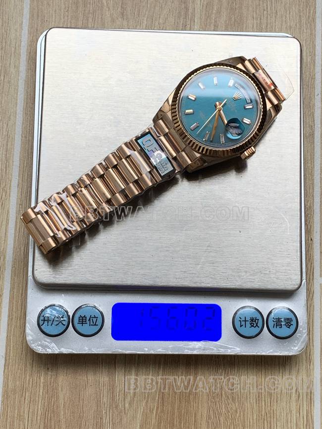 collectible watch QF factory Day-DateRolex ice blue dialrose gold2836 mechanical 36mm weight live photos