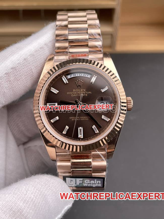 collectible watch QF factory RolexDay-Date coffee plate rose gold40mmfront live photo