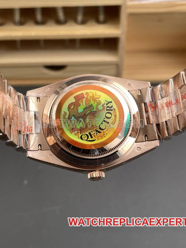 collectible watch QF factory RolexDay-Date coffee plate rose gold40mmcaseback live photo