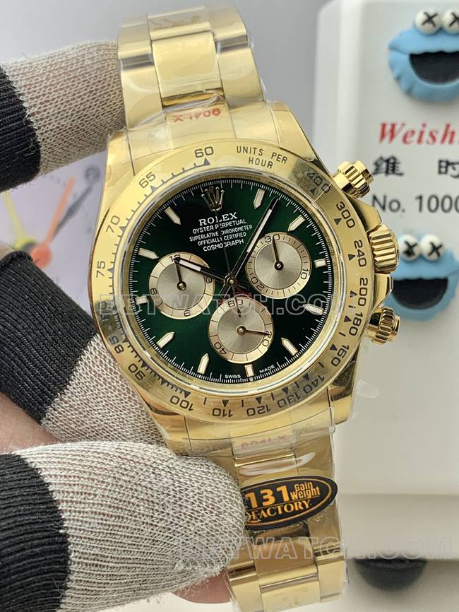 watch QF factory DaytonaRolexgreen dialyellow gold4131 mechanical front live photo
