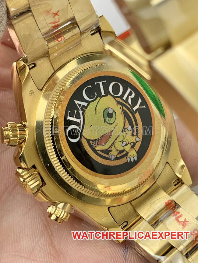 watch QF factory DaytonaRolexgreen dialyellow gold4131 mechanical caseback live photo