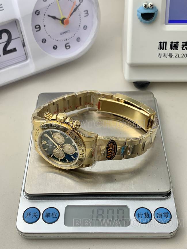 watch QF factory DaytonaRolexgreen dialyellow gold4131 mechanical weight live photos