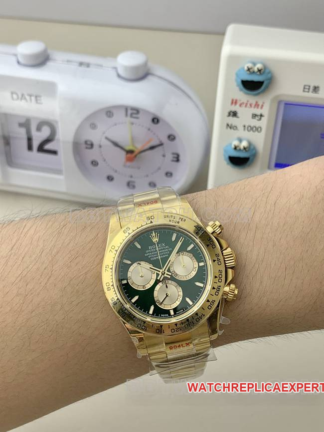 watch QF factory DaytonaRolexgreen dialyellow gold4131 mechanical wear live photos