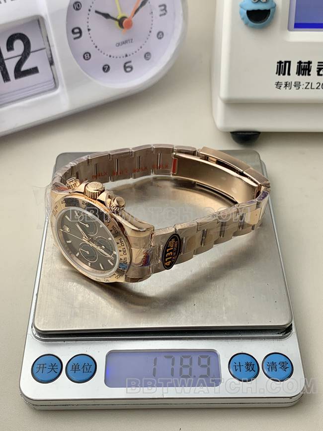 collectible watch QF factory DaytonaRolex brown dial rose gold4131 mechanical weight live photos