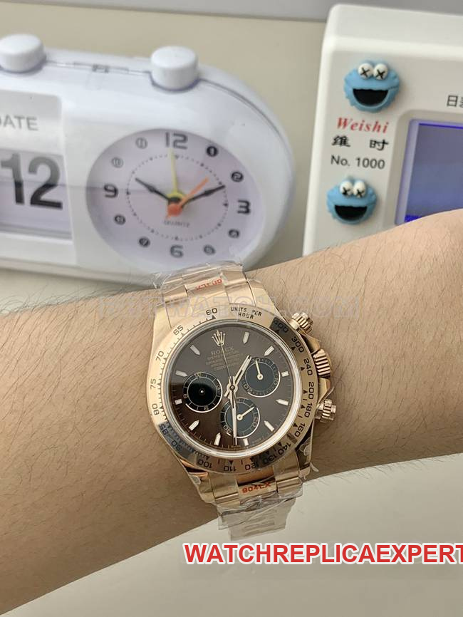 collectible watch QF factory DaytonaRolex brown dial rose gold4131 mechanical wear live photos