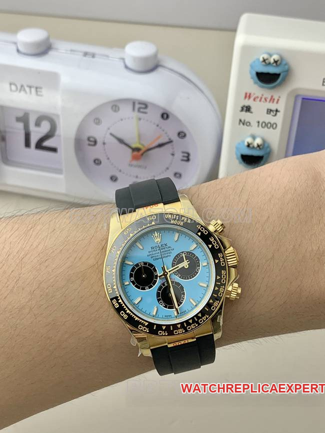 QF factory collectible watch DaytonaRolexblue dialyellow gold4131 mechanical wear live photos