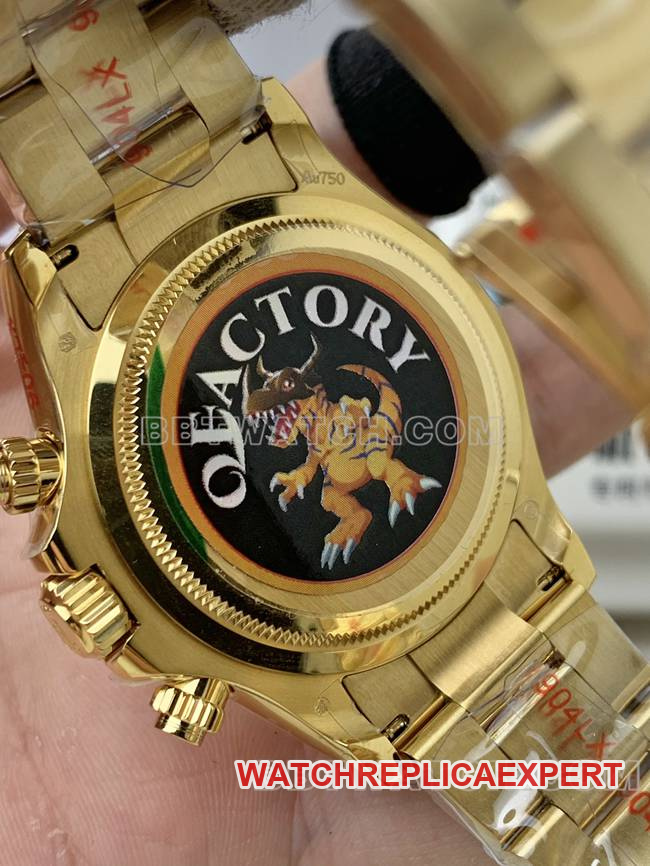 QF factory 1:1replica watch DaytonaRolexblack dialyellow gold4131 mechanical caseback live photo