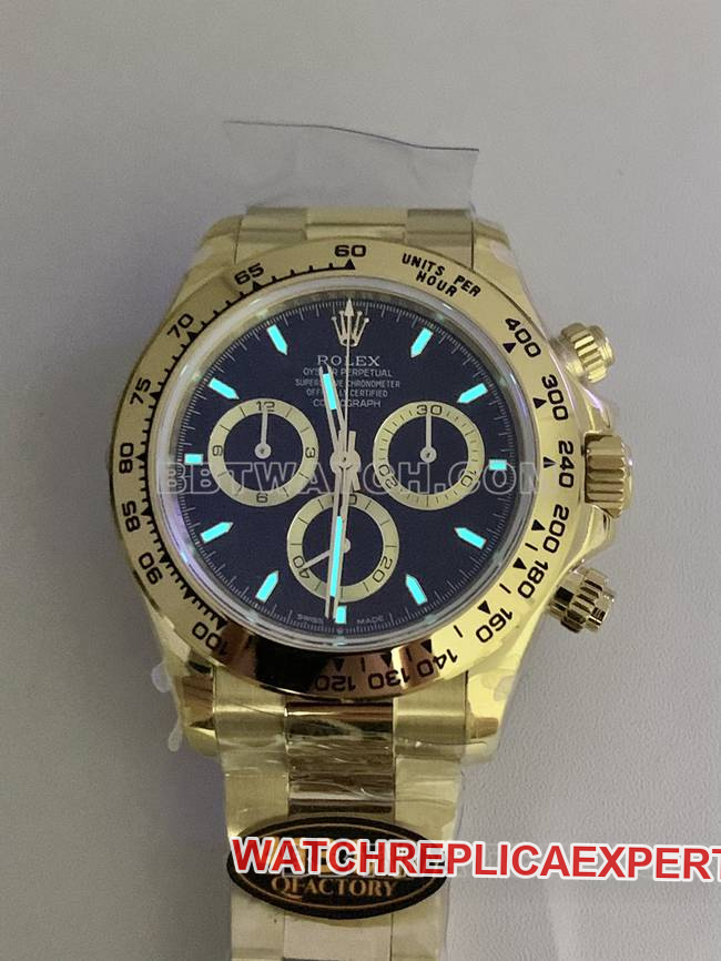 QF factory 1:1replica watch DaytonaRolexblack dialyellow gold4131 mechanical lumelive photos