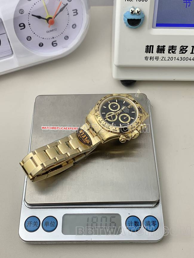 QF factory 1:1replica watch DaytonaRolexblack dialyellow gold4131 mechanical weight live photos