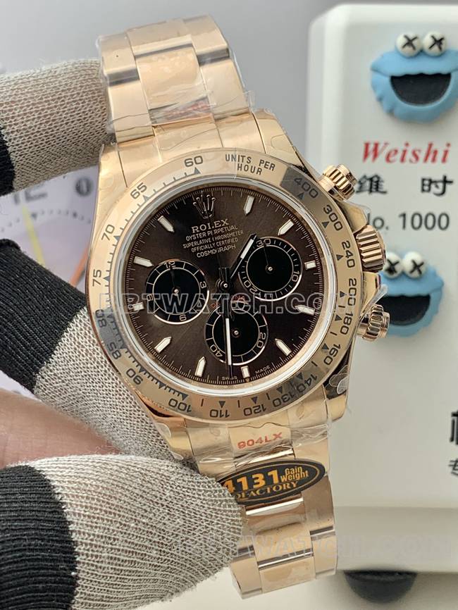collectible watch QF factory DaytonaRolex brown dial rose gold4131 mechanical front live photo