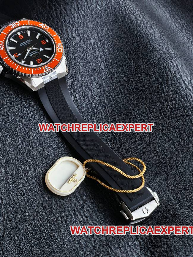 watch VS FactorySeamaster 600m black dial orange bezel black braceletbraceletlive photos