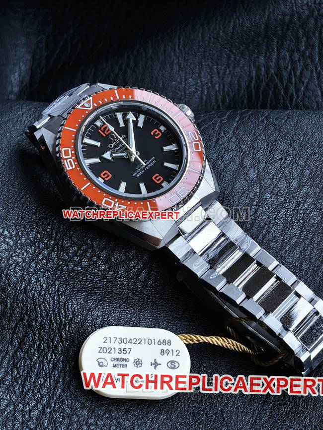 VS Factory1:1replica watch Seamaster 600m black dial orange bezel steel braceletfront live photo