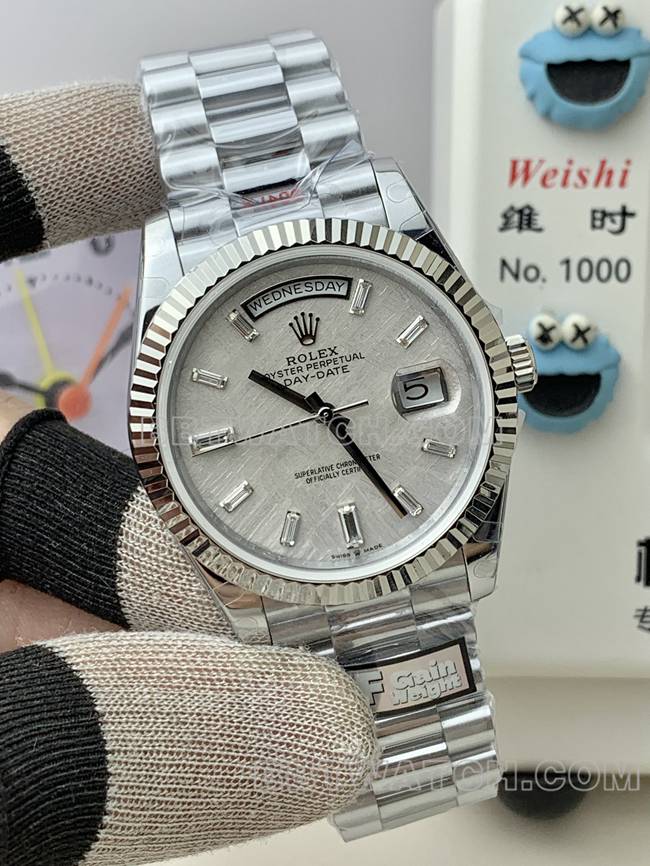 watch QF factory Rolex Day-Date silver gray plate 2836movement40mmfront live photo