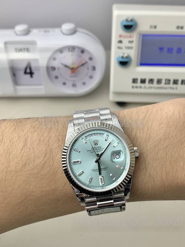 QF factory top-tier watch Day-DateRolex ice blue dial2836movement40mm wearing live photos