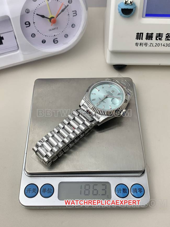 QF factory top-tier watch Day-DateRolex ice blue dial2836movement40mm weight live photos