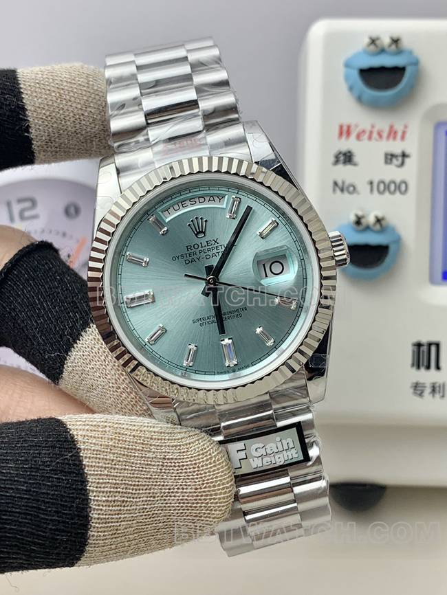 QF factory top-tier watch Day-DateRolex ice blue dial2836movement40mmfront live photo
