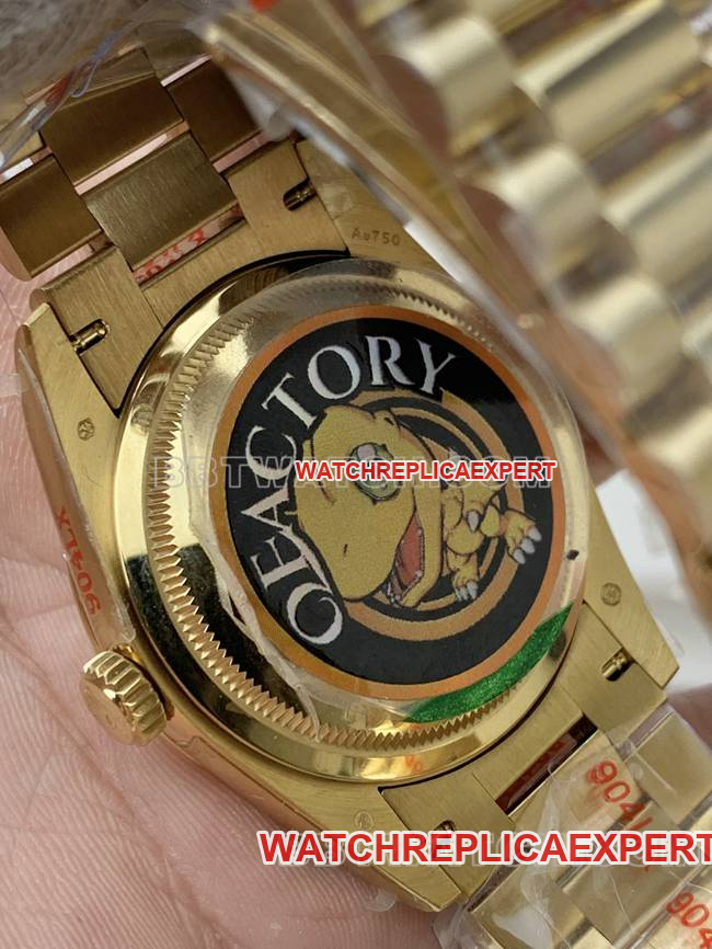 QF factory collectible watch Day-DateRolexgreen dialyellow gold36mmcaseback live photo