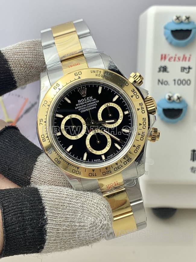 QF factory watch DaytonaRolexblack dial4131 mechanical gold braceletfront live photo