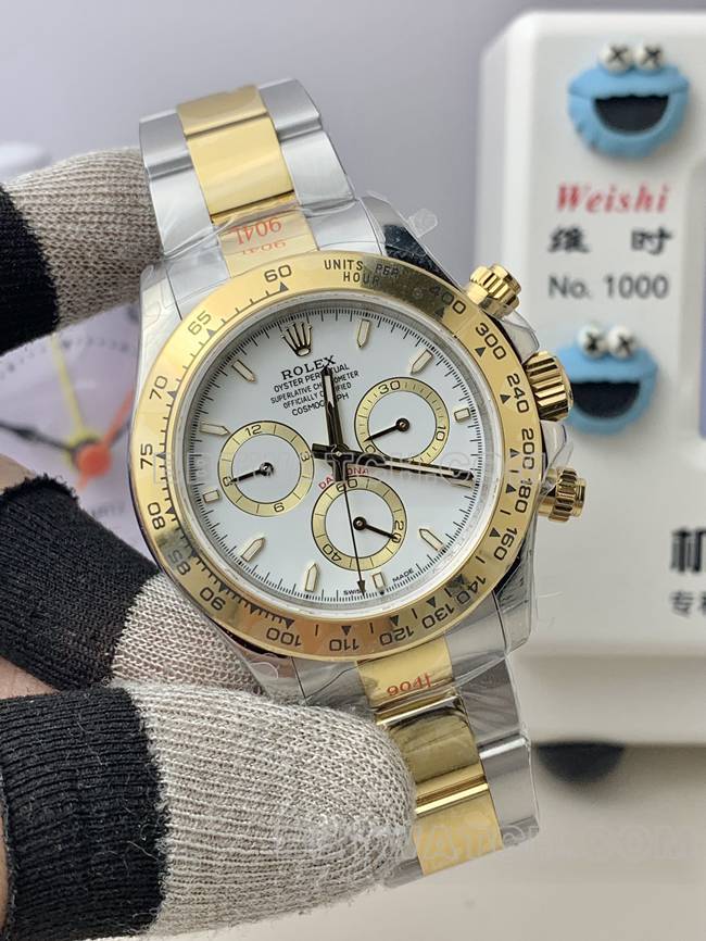 QF factory collectible watch DaytonaRolexwhite dial4131 mechanical gold braceletfront live photo