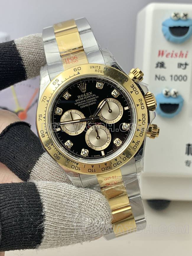 QF factory top-tier watch Rolex Daytonablack dial4131 mechanical room gold braceletfront live photo