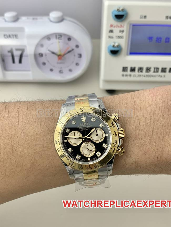 QF factory top-tier watch Rolex Daytonablack dial4131 mechanical gold bracelet wearing live photos