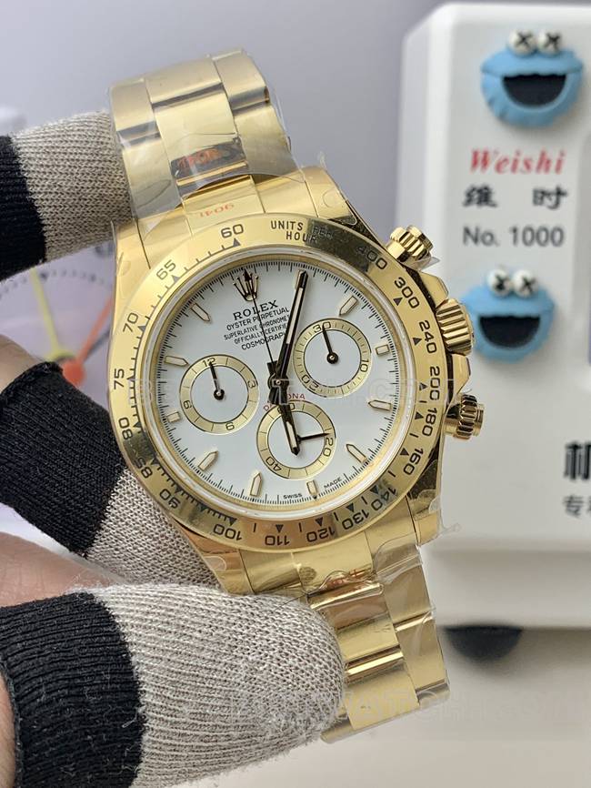 QF factory collectible watch RolexDaytonawhite dialyellow gold4131 mechanical front live photo