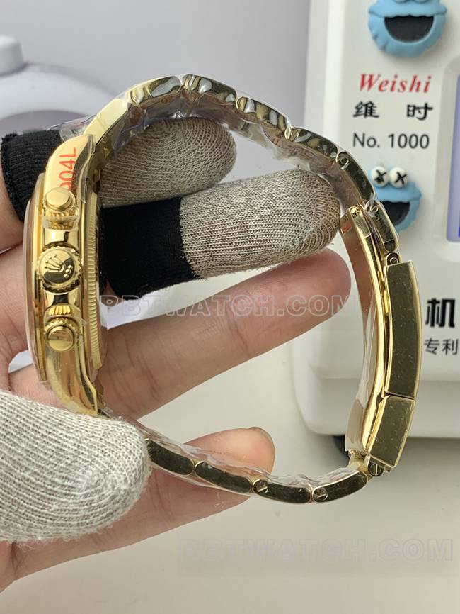 QF factory collectible watch RolexDaytonawhite dialyellow gold4131 mechanical side live photo