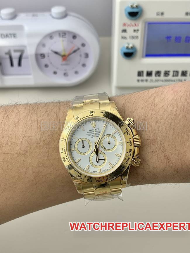 QF factory collectible watch Rolex Daytona white dialyellow gold4131 mechanical wear live photos