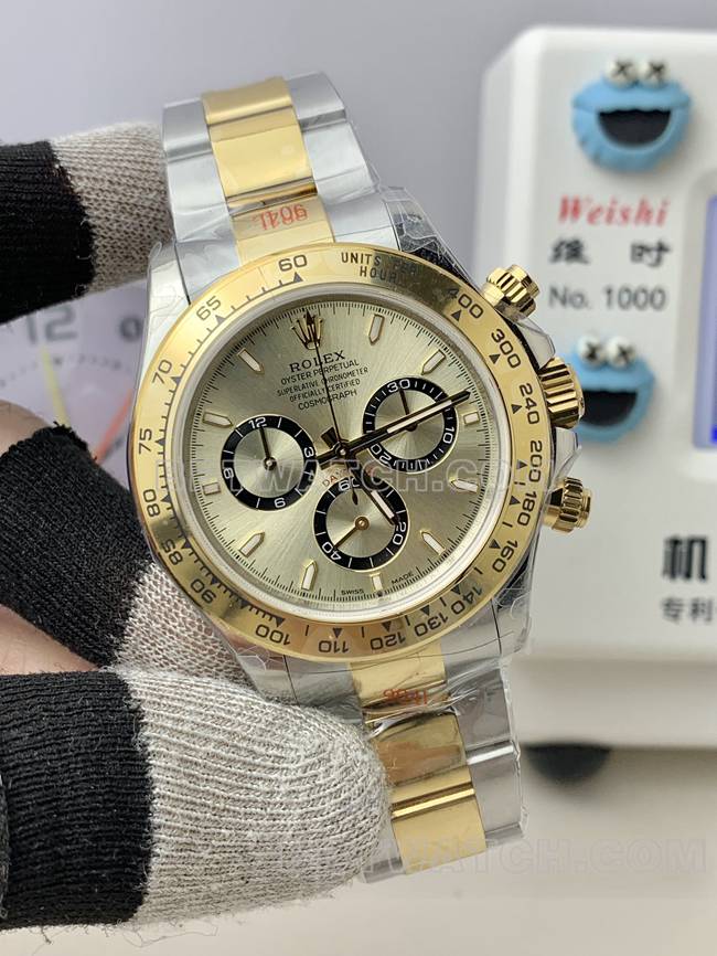 QF factory collectible watch Rolex Daytona gold plate 4131 mechanical room gold bracelet front live photo