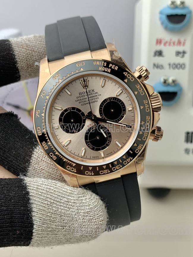 1:1replica watch RolexQF factory Daytonarose gold plate 4131 mechanical rubber braceletfront live photo