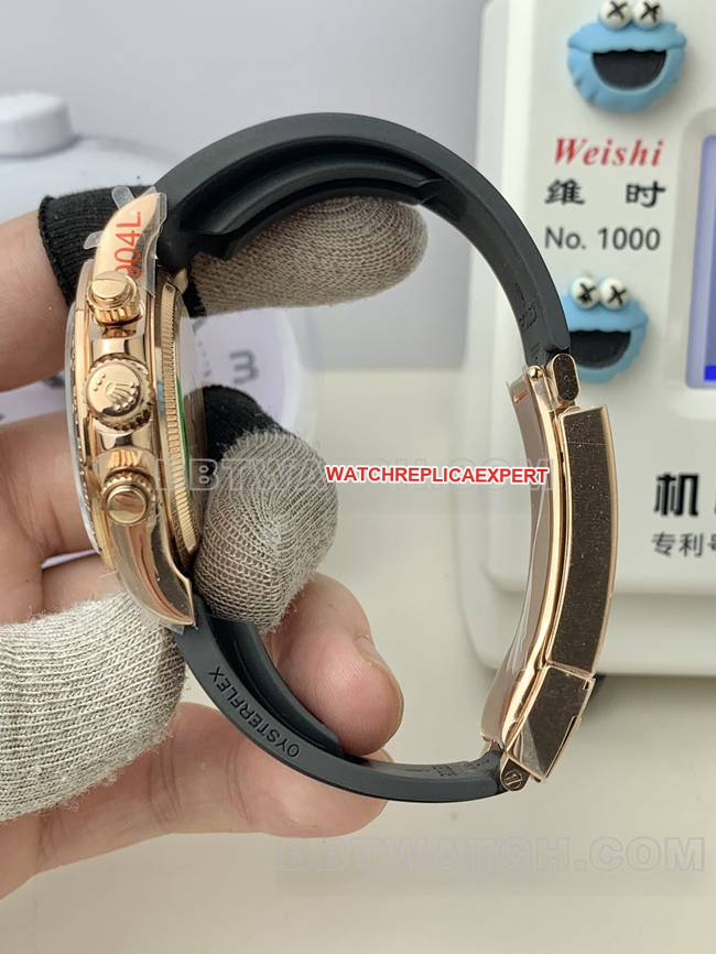 1:1replica watch RolexQF factory Daytonarose gold plate 4131 mechanical rubber braceletside live photo