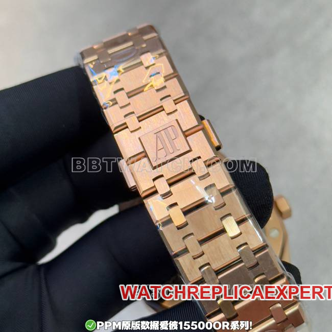 collectible Watch PPM Factory Royal Oak AP Black Dial Rose Gold Steel Strap 15500 Strap Real Shot