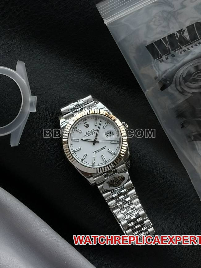 WKD Factory Watch Logograph Rolex 41mm White Dial 126331 Front Real Product Photos