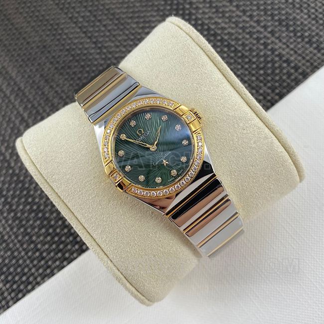 Top watch Constellation Omega green dial 27mm quartz front actual photo