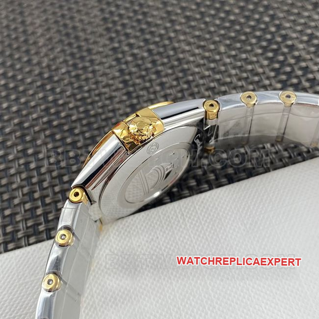 Top watch Omega Constellation green dial 27mm quartz side real shot photos