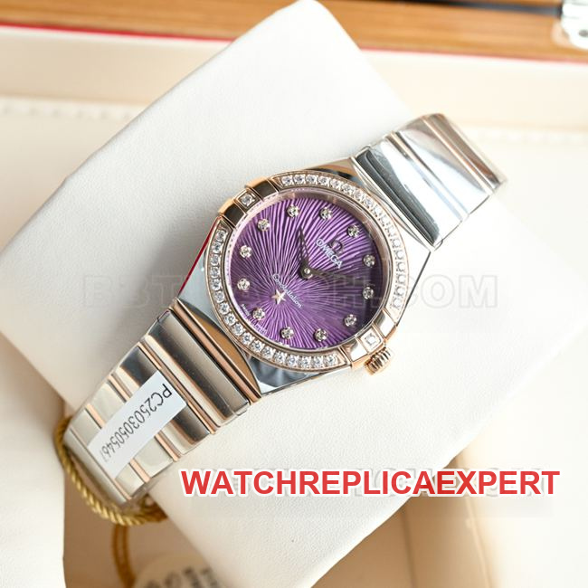 Omega Constellation Purple Dial 28mm Quartz Watch Best Quality Real Shot