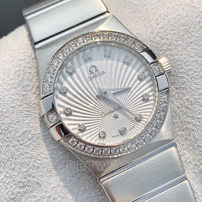 Omega Constellation 28mm white dial quartz watch, real shot photos