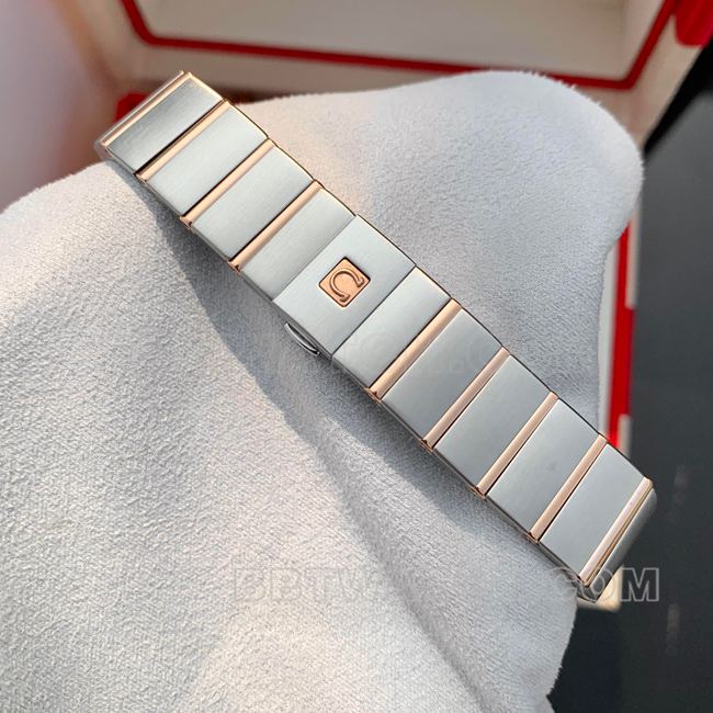 Top-Quality Watch: Omega Constellation with White Dial, Rose Gold Diamond Bezel, 28mm, Quartz Movement, and Strap—Actual Photos