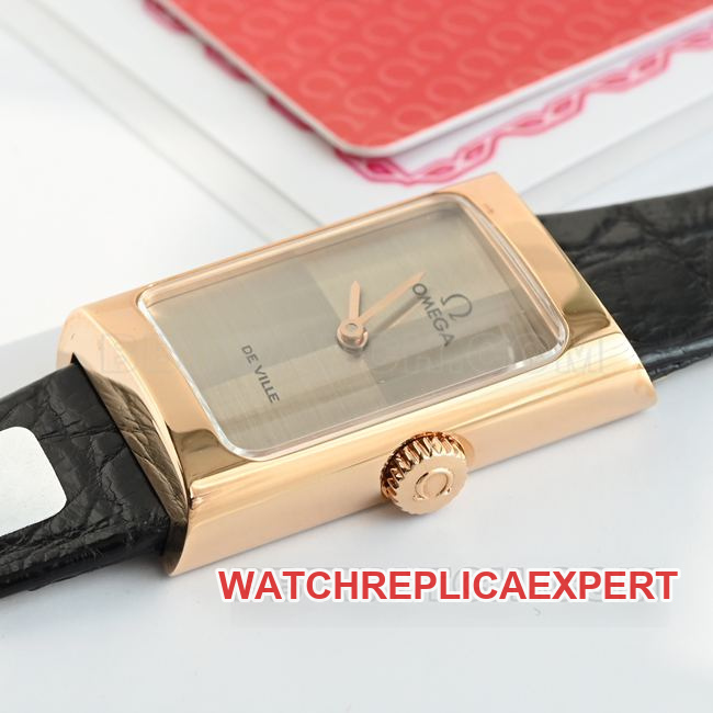 Top watch Di Fei Omega gray dial quartz black leather strap side real shot pictures