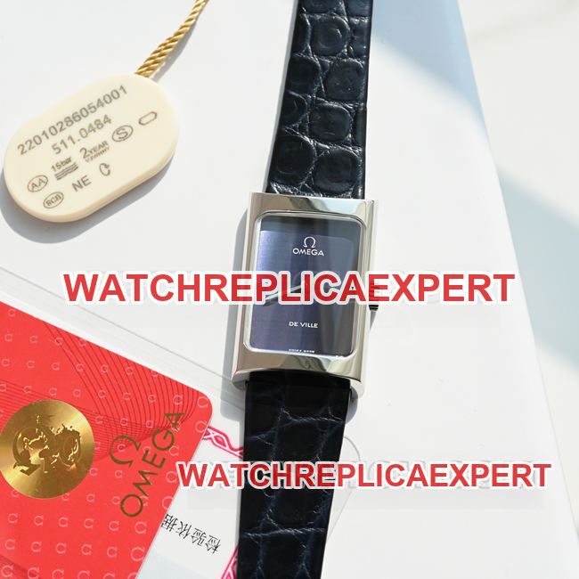Watch: Omega De Ville Purple Dial Quartz with Purple Leather Strap—Front View (Actual Photo)