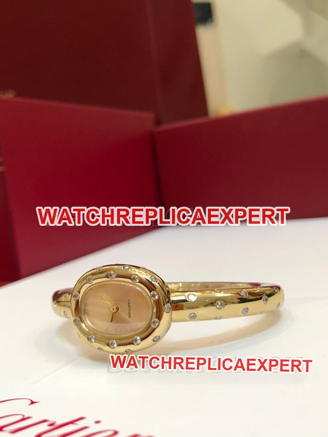Top- watch BBA factory bathtub Cartier gold dial Moissan diamond British movement front actual photo