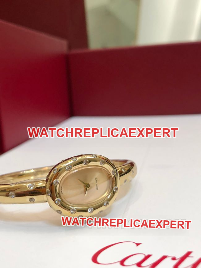 Top- watch BBA factory bathtub Cartier gold dial Moissan diamond British movement front actual photo