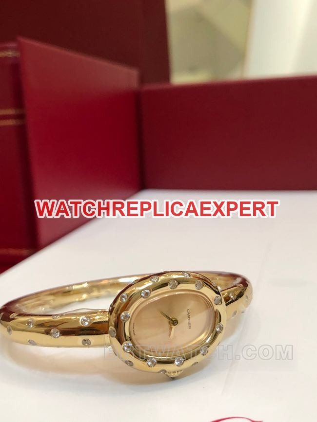 Top- watch BBA factory bathtub Cartier gold dial Moissan diamond British movement front actual photo