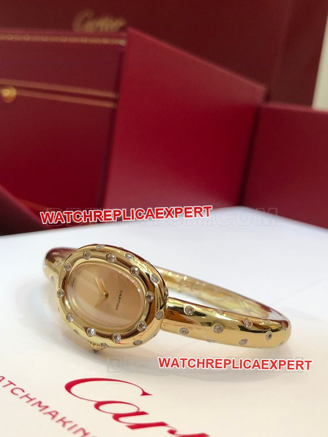 Top- watch BBA factory bathtub Cartier gold dial Moissan diamond British movement front actual photo