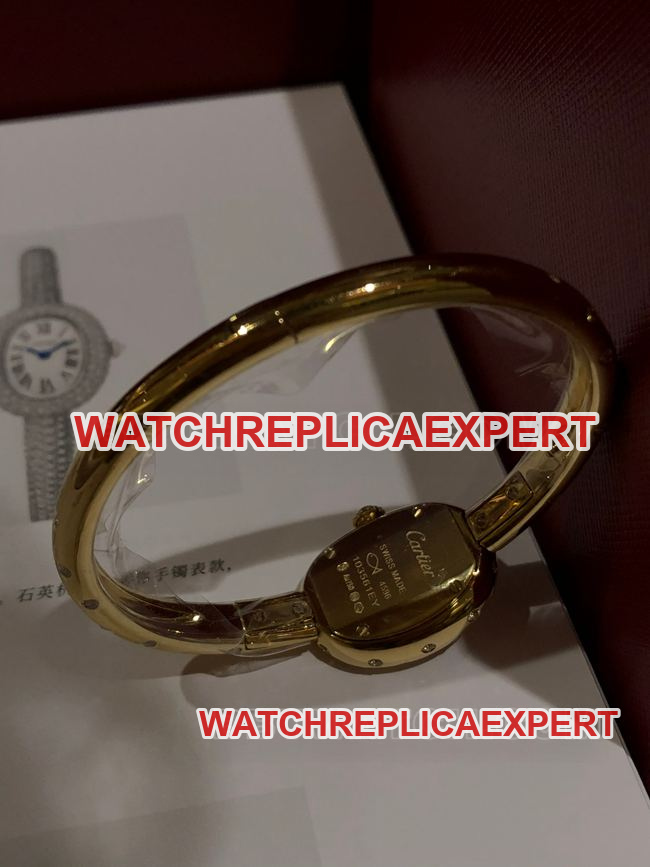 Top Watch BBA Factory Bathtub Cartier Gold Dial Moissanite Diamond English Movement Strap Real Shot